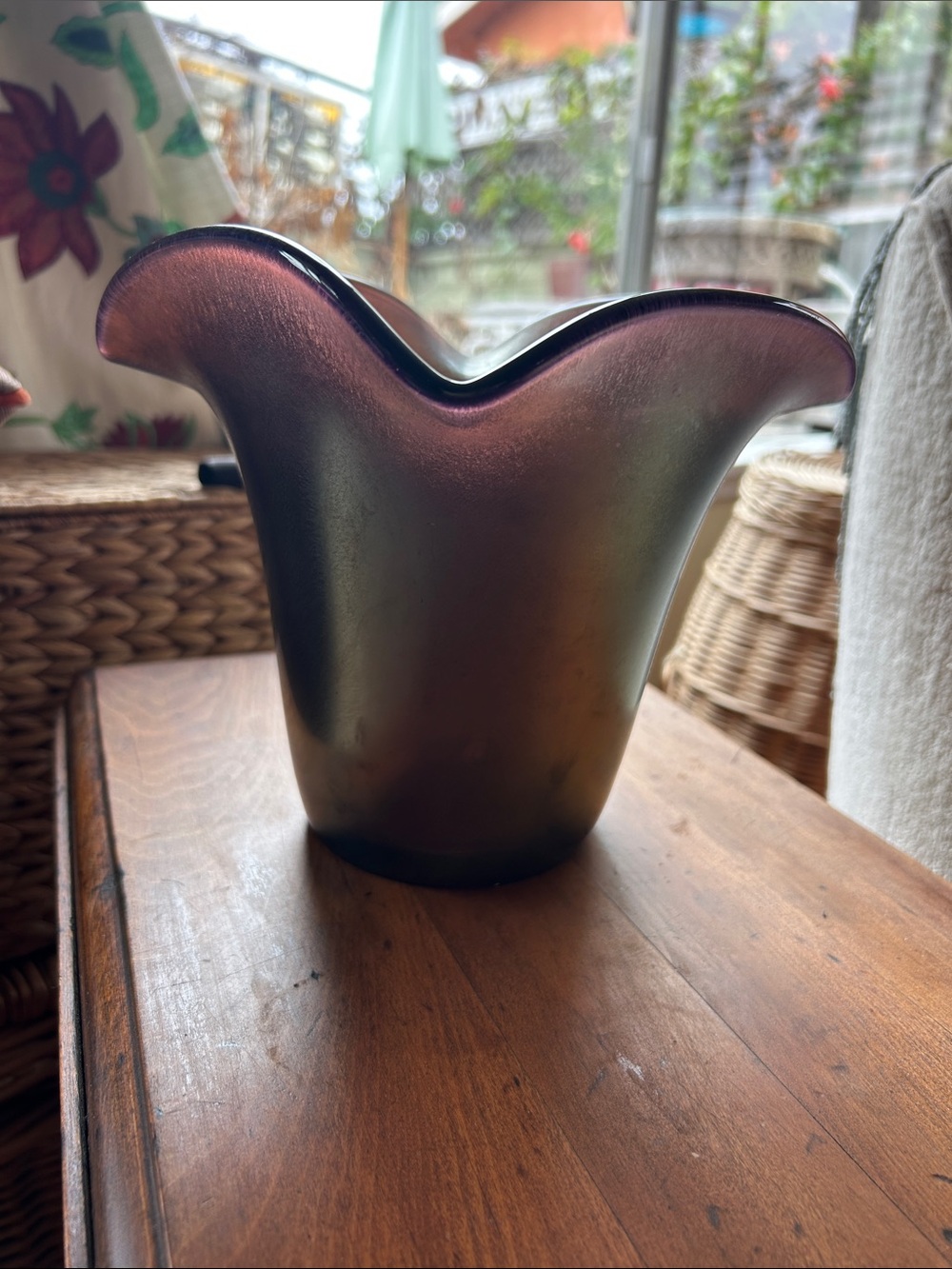 Antique Imperial Glass Company Imperial Jewels Pearl Amethyst Stretch Glass Vase